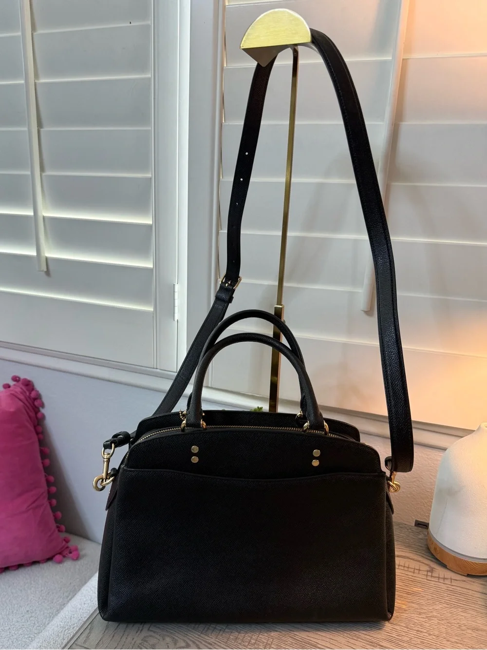 ✨ Coach Lillie Carryall in Black Crossgrain Leather (Style #91493) ✨